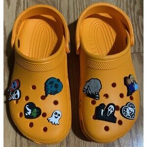 Halloween Crocs Orange M6/W8 Scream Chucky Skellington Frankenstein Skulls